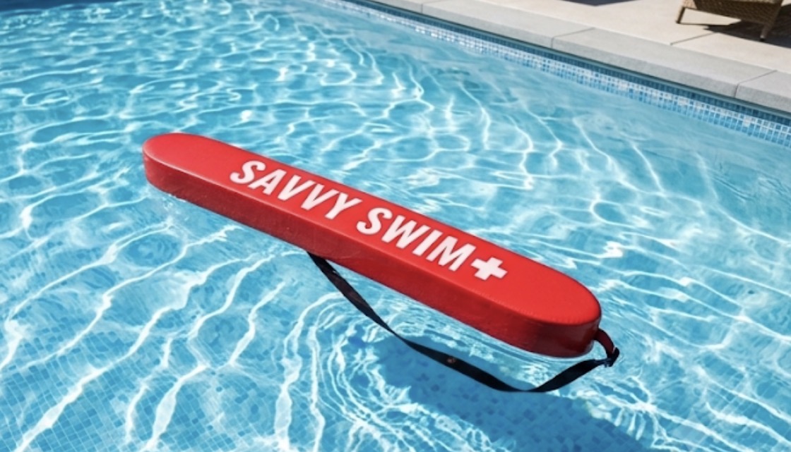Savvy Swim rescue tube poolside